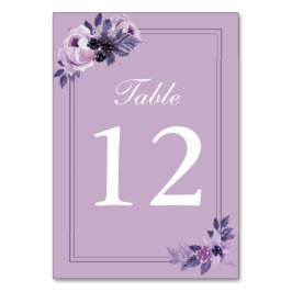 Tischnummern für Hochzeiten mit Lila Blumenbeet