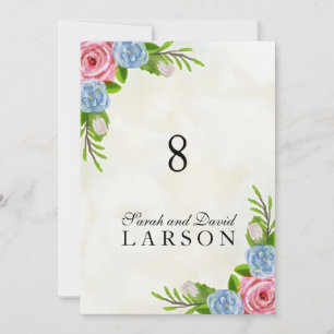 Tischnummern für Hochzeiten von Wasserfarben