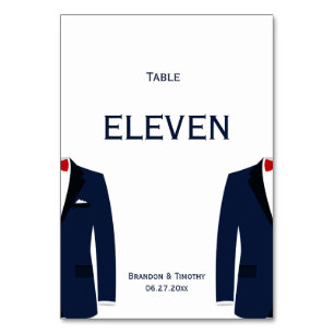 Tischnummern für Hochzeiten von weißem und blauem