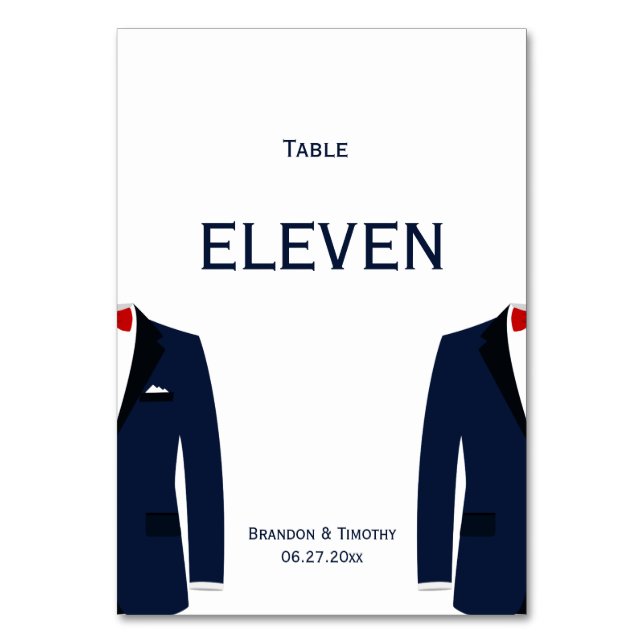 Tischnummern für Hochzeiten von weißem und blauem  (Vorderseite)