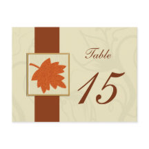 Tischnummern für orangefarbene Hochzeiten im Herbs