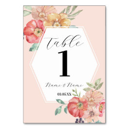 Tischnummern Hochzeit Sommer Florals Wasserfarbe