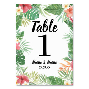 Tischnummern Hochzeit tropischer Aloha-Blume