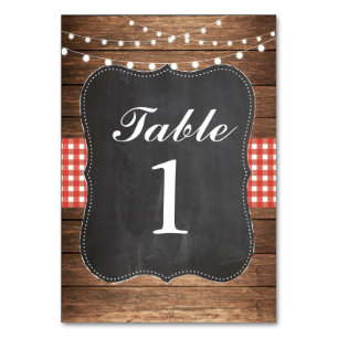Tischnummern Hochzeit Wood GRILLEN Rustic Wood Red