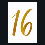 Tischnummern - Lässige Pinselschrift Typografie -1<br><div class="desc">Tischnummer 16: Diese lässige Pinsel Skript-Tischnummer-Karte ist Set in einem Imitat Goldfolie. WICHTIG: Die abgebildete Folie ist ein Druckeffekt. Es ist keine echte Folie. Wenn Sie diesen Effekt nicht gewollt haben, können Sie ihn wie folgt löschen: 1) Klicken Sie auf "Weiter anpassen. 2) Finden Sie das Bild, das z-gold Folie...</div>
