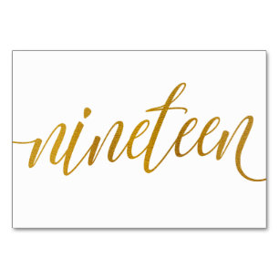 Tischnummern - Luxe Typografie - Imitat-Goldfolie