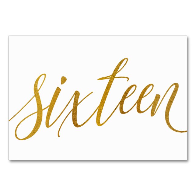 Tischnummern - Luxe Typografie - Imitate Goldfolie (Vorderseite)