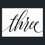 Tischnummern - Luxe Typografie (schwarz) 3<br><div class="desc">Tischnummer 3: Diese luxuriöse, elegante Kalligraphie-Landschaft-Tischnummer-Karte ist Set in einem reichen Schwarz, aber Sie können sie in jede beliebige Farbe ändern, indem Sie einfach die Hintergrundfarbe ändern. **WIE SIE DIE DESIGN-FARBE ÄNDERN (das Wort "UAWG")** 1) Klicken Sie auf den Button "Personalisieren". 2) Klicken Sie unten auf den Link "ClICK TO...</div>