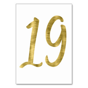 Tischnummern mit Goldfoileffekt Nummer 19