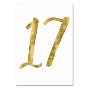 Tischnummern mit Goldfolien-Effekt Nummer 17