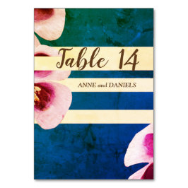 Tischnummern mit Tischtafeln, blaue Blüte