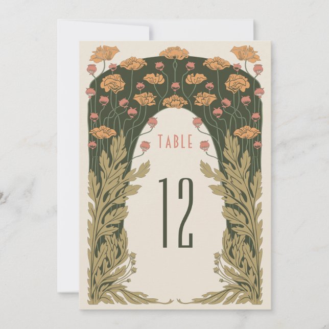 Tischnummern Olive & Orange Hochzeit (Vorderseite)