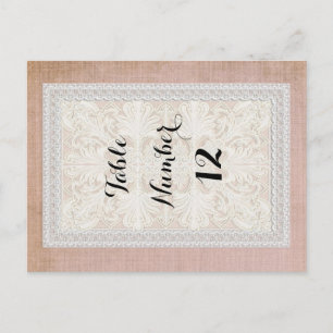 Tischnummern Rustikale Spitzen mit alter Vintager 