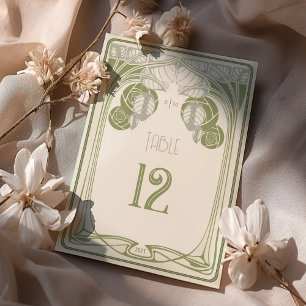 Tischnummern Vintage Mackintosh Bäume Salbeigrün