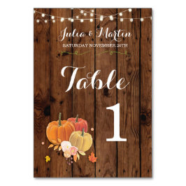 Tischnummern Wedding Pumpkin Rustic Wood Card