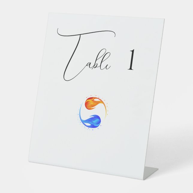 Tischnummern- Wedding-Twin Flammen-White- Sockelschild (Vorderseite)