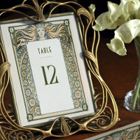 Tischnummernkarte Art Nouveau Mucha Vintage Deco