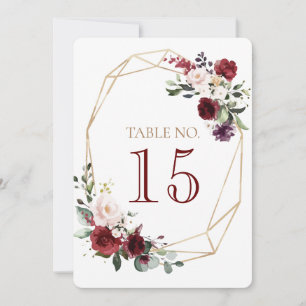 Tischnummernkarte für Hochzeit und Rezeptionsblume Einladung