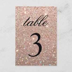 Tischnummernkarte - Rose Gold Glitter Fab Einladung