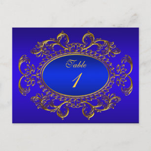 Tischnummernkarten Royal Blau Gold Postkarte