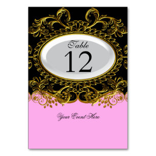 Tischnummernkarten Royal Pink Weiß Gold Schwarz Tischnummer