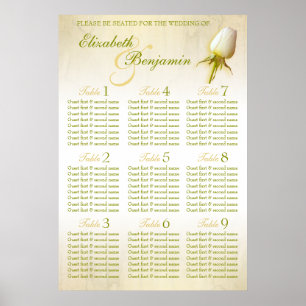 Tischplaner für Hochzeitssitze mit weißer Rose 1-9 Poster