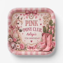 Tischplatte Geburtstag Pink Pony Club Cowgirl