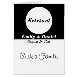 Tischreservierungskarte Schwarz/Weiß Hochzeit