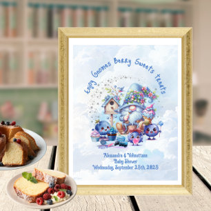 Tischschild Blaubeer-Gnom-Baby-Shower-Thema Poster