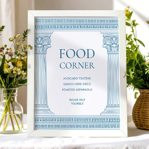 Tischschild Food Corner in Blau Poster