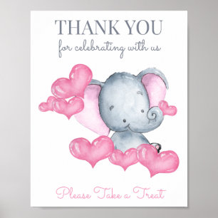 Tischschild für Baby Shower Favor mit Elefantendes Poster