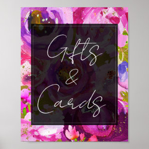 Tischschild mit rosa lila lebendigen Geschenkkarte Poster