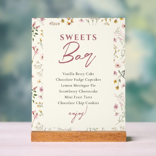 Tischschild Wildflower Sweets Acrylschild (Neutral)