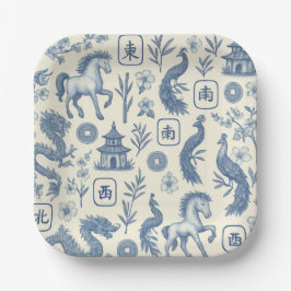 Tischsets im Mahjong-Design zum Jahr des Pferdes Pappteller