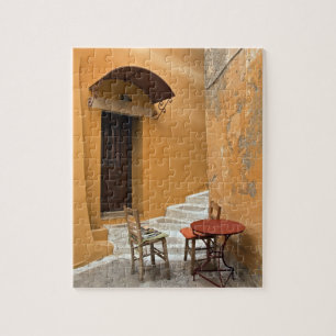Tischsetting auf dem Bürgersteig, Chania, Kreta, G Puzzle