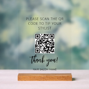 Tischständer Minimalistischer QR-Code zum Trinkgel Acrylschild