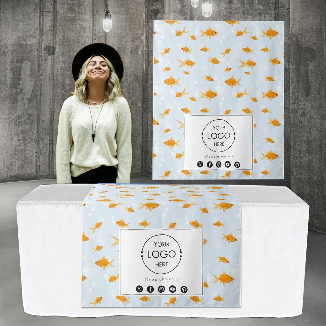 Tischtennis Banner Business Logo Pächter Goldfish Wandteppich (Table Runner Banner Business Logo Pet Goldfish Tapestry)