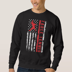 Tischtennis Cool American Flag Player Sweatshirt