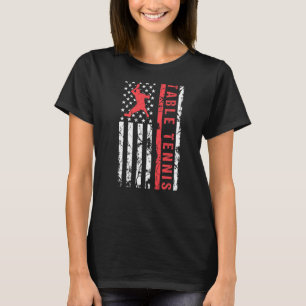 Tischtennis Cool American Flag Player T-Shirt