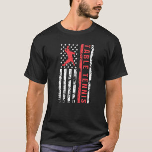 Tischtennis Cool American Flag Player T-Shirt