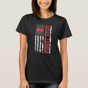 Tischtennis Cool American Flag Schläger T-Shirt