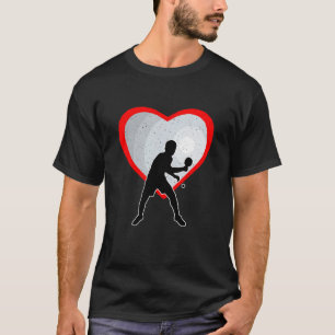 Tischtennis Heart Liebe Anti Valentinstag T-Shirt