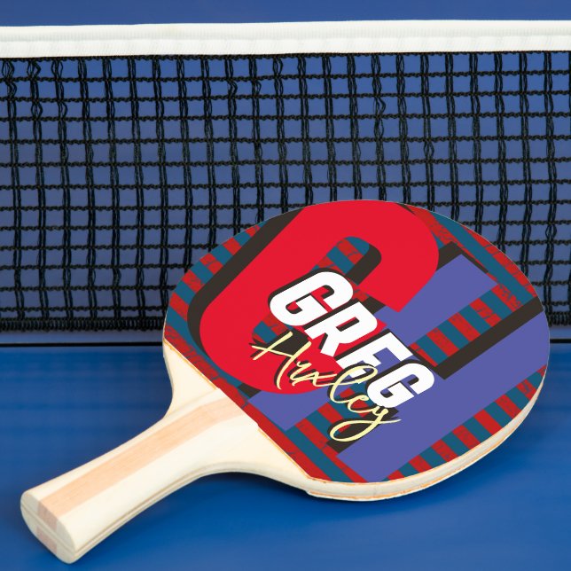 Tischtennis Name fett rot blauer Monogramm Schläger (InSitu)