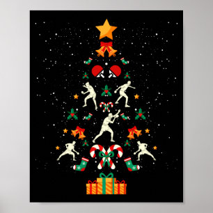 Tischtennis Ng Ng Spieler Weihnachtsbaum Xmas Lang Poster