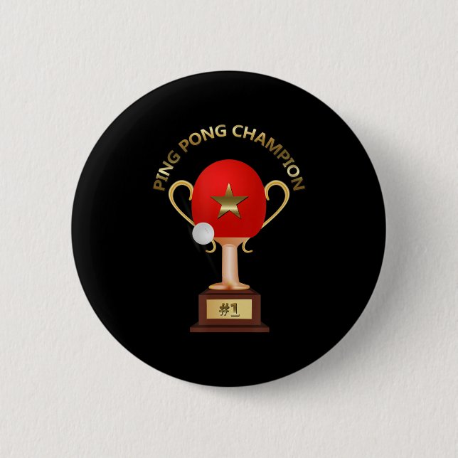 Tischtennis Ping Pong Champion Trophy Button (Vorderseite)