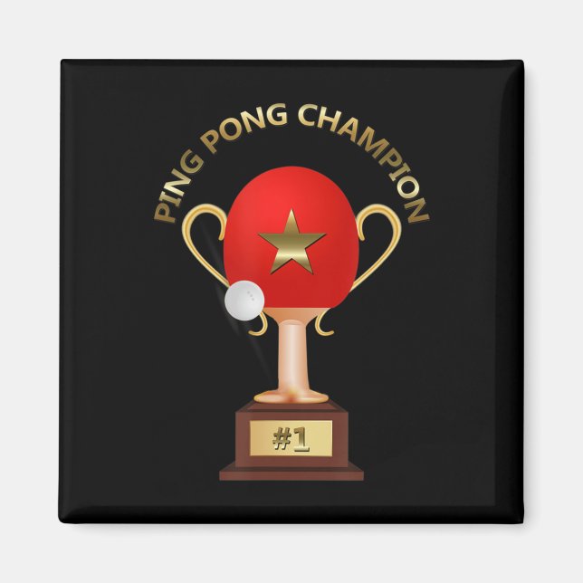 Tischtennis Ping Pong Champion Trophy Magnet (Vorne)