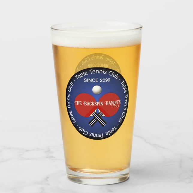 Tischtennis Ping Pong Trinkbehälter Pint Beer Glas (Vorne (Gefüllt))