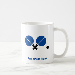 Tischtennis Tischtennisschläger und Ballblau Kaffeetasse