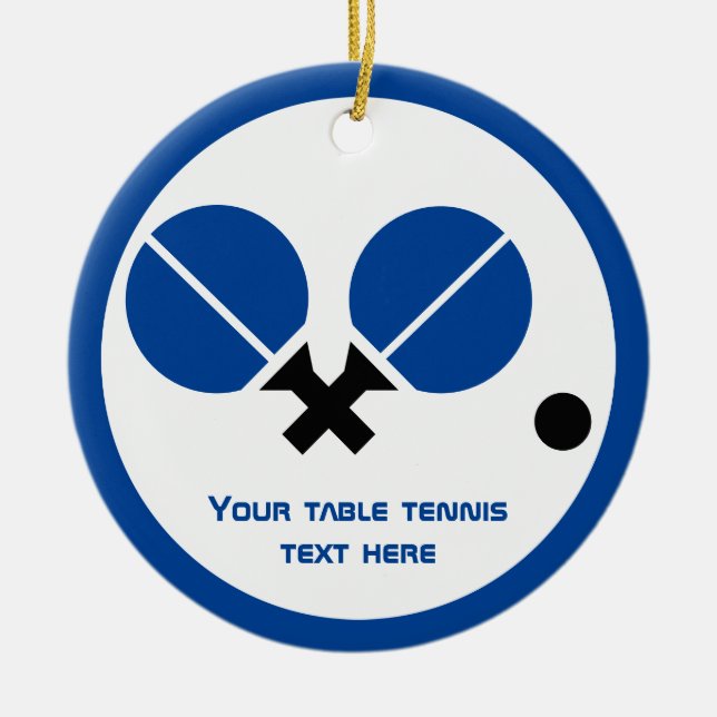 Tischtennis Tischtennisschläger und Ballblau Keramik Ornament (Vorne)