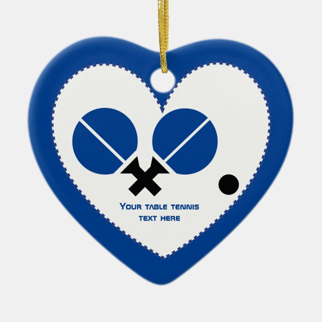 Tischtennis Tischtennisschläger und Ballblau Keramik Ornament (Vorne)
